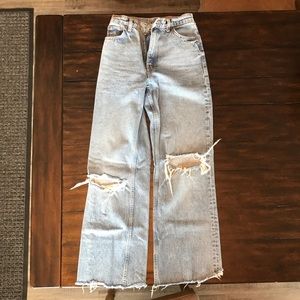 Zara Wide Leg Ripped Jeans